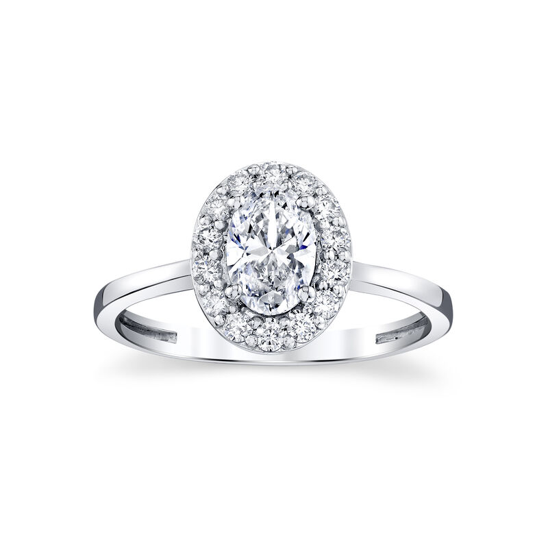 Oval Natural Diamond 1ctw. Halo Engagement Ring in 14k White Gold image number null